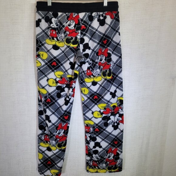 Disney Sweatpants Womens Medium Black Fleece Drawstring Mickey Mouse Pajamas - Picture 2 of 7